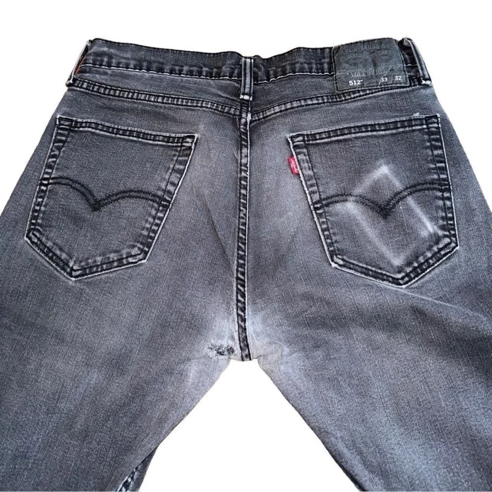 Levi's Men's Washed Black Slim Fit Denim Jeans - Size 33x32